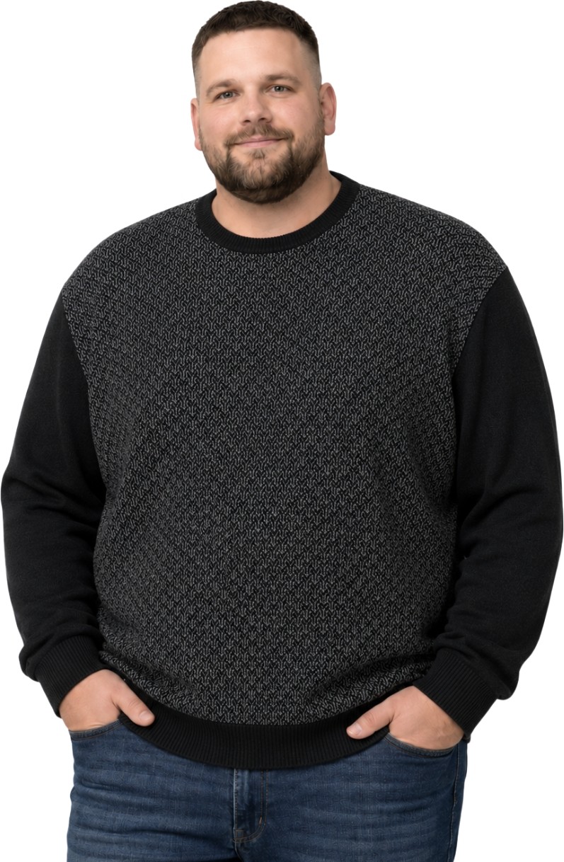 Battal Moda Erkek Büyük Beden Bordo Bisiklet Yaka Motif Triko Kazak 3xl-4xl-5xl-6xl