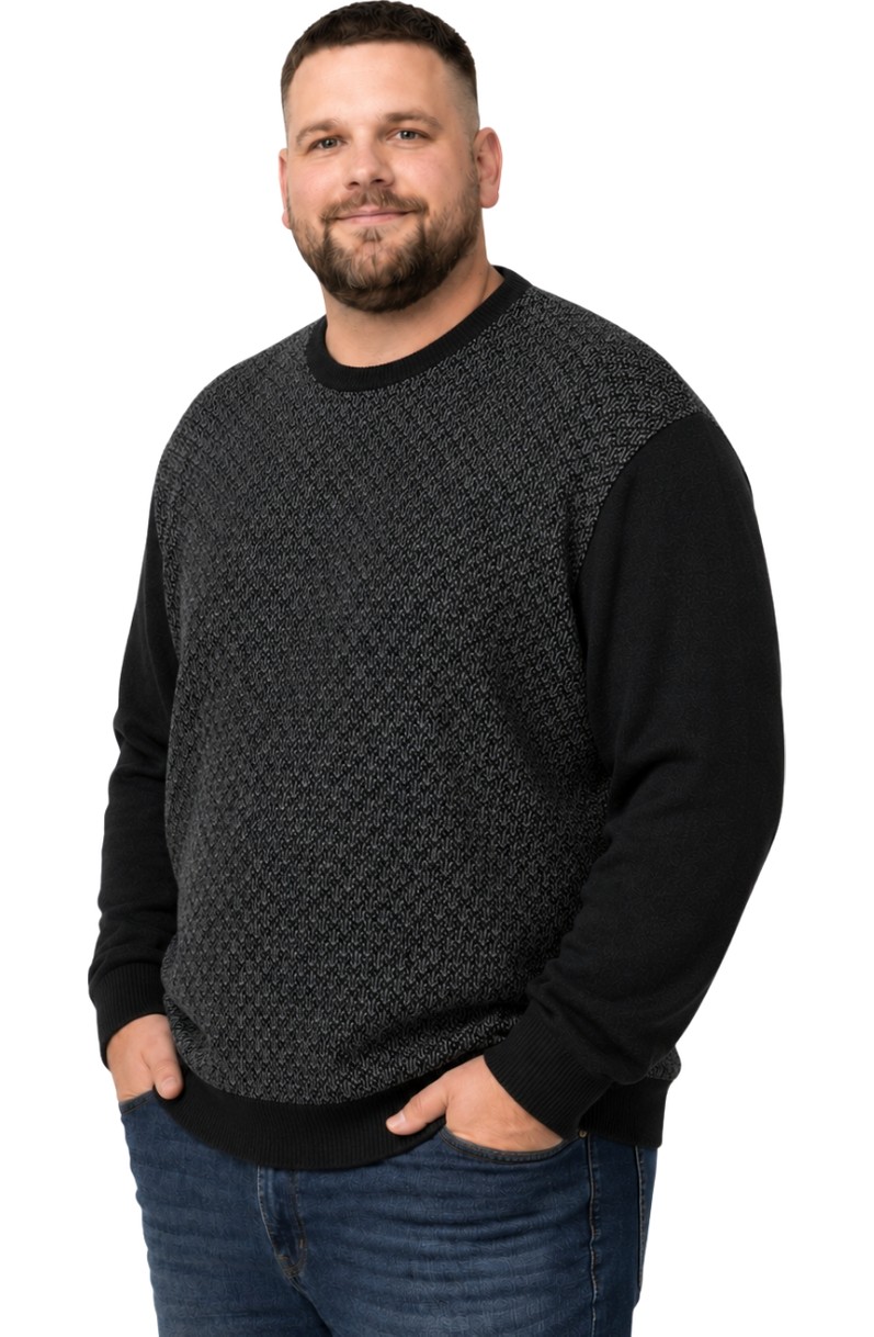 Battal Moda Erkek Büyük Beden Bordo Bisiklet Yaka Motif Triko Kazak 3xl-4xl-5xl-6xl görsel 2