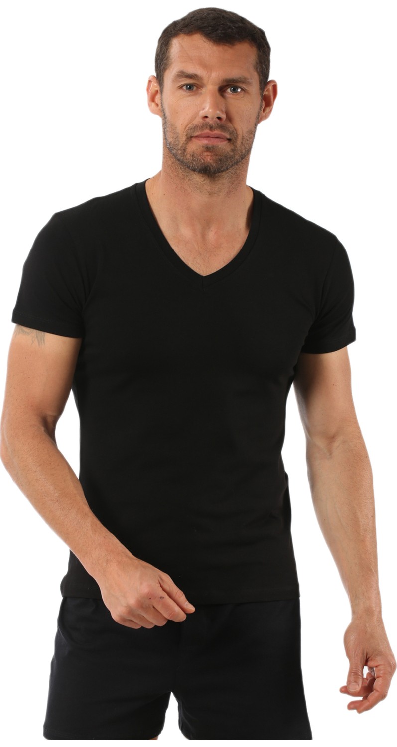 Özkan Underwear Özkan 0273 Erkek %95 Pamuklu Likralı Süprem V Yaka Yarım Kol Esnek Rahat Tişört Fanila görsel 2