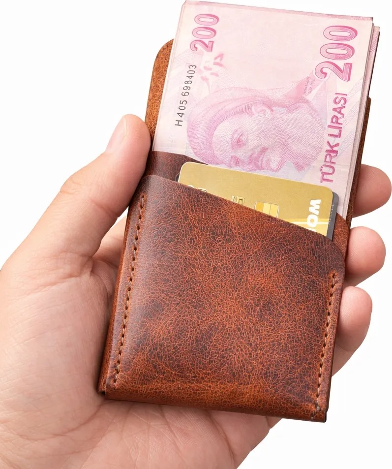 Bakani Leather El Yapımı Hakiki Deri Erkek Cüzdan, Çıtçıtlı Minimal Tasarım Kartlık Para Bölmeli görsel 5