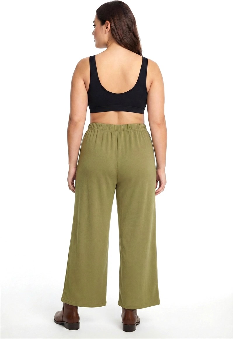mery Kadın Haki Dokulu Büyük Beden Cepli Pijama Altı Mery görsel 3