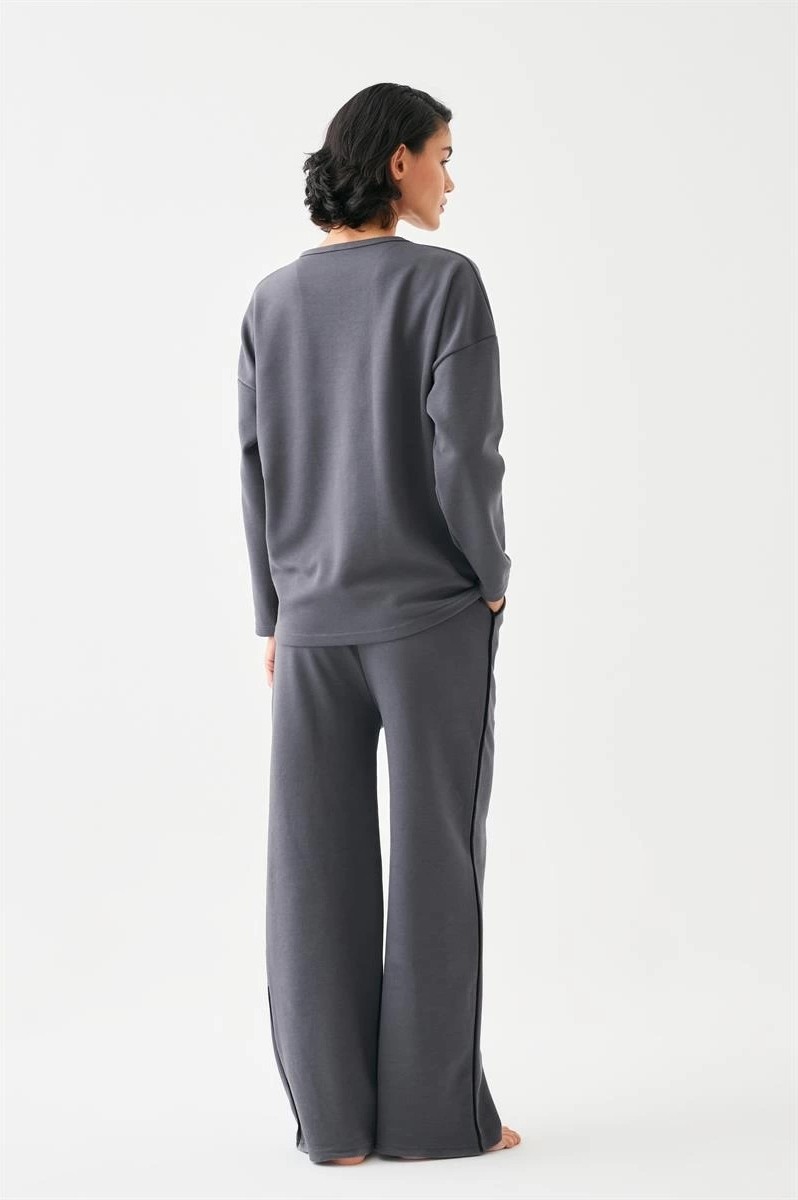 mery Kadın Füme Balık Burcu Oversize 2 Iplik Eşofman Ev Giyim Takımı Mery görsel 5