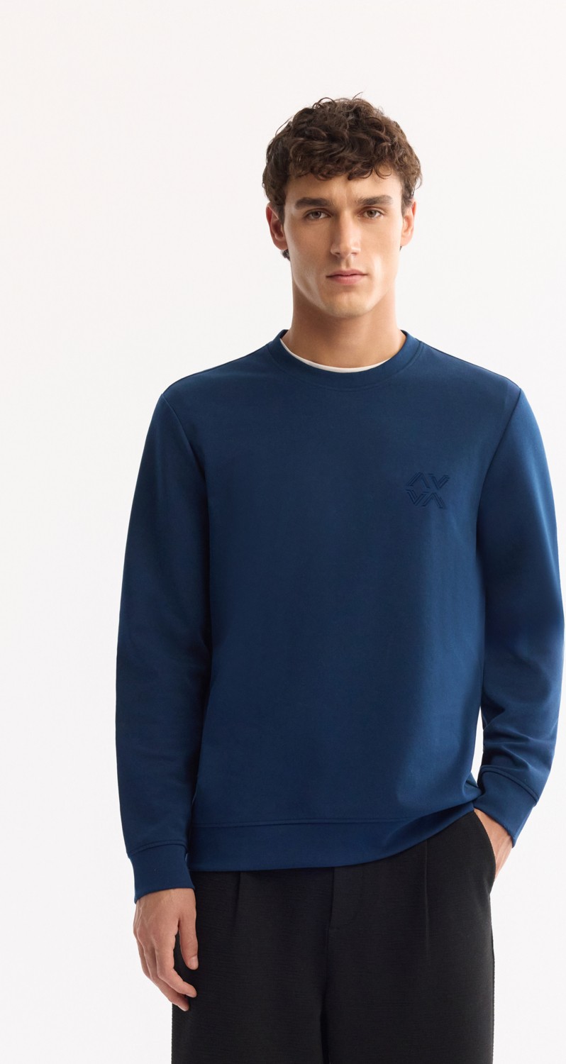 AVVA Erkek Siyah Bisiklet Yaka Pamuklu Bi-Stretch Basic Regular Fit Sweatshirt A52Y1328 görsel 5