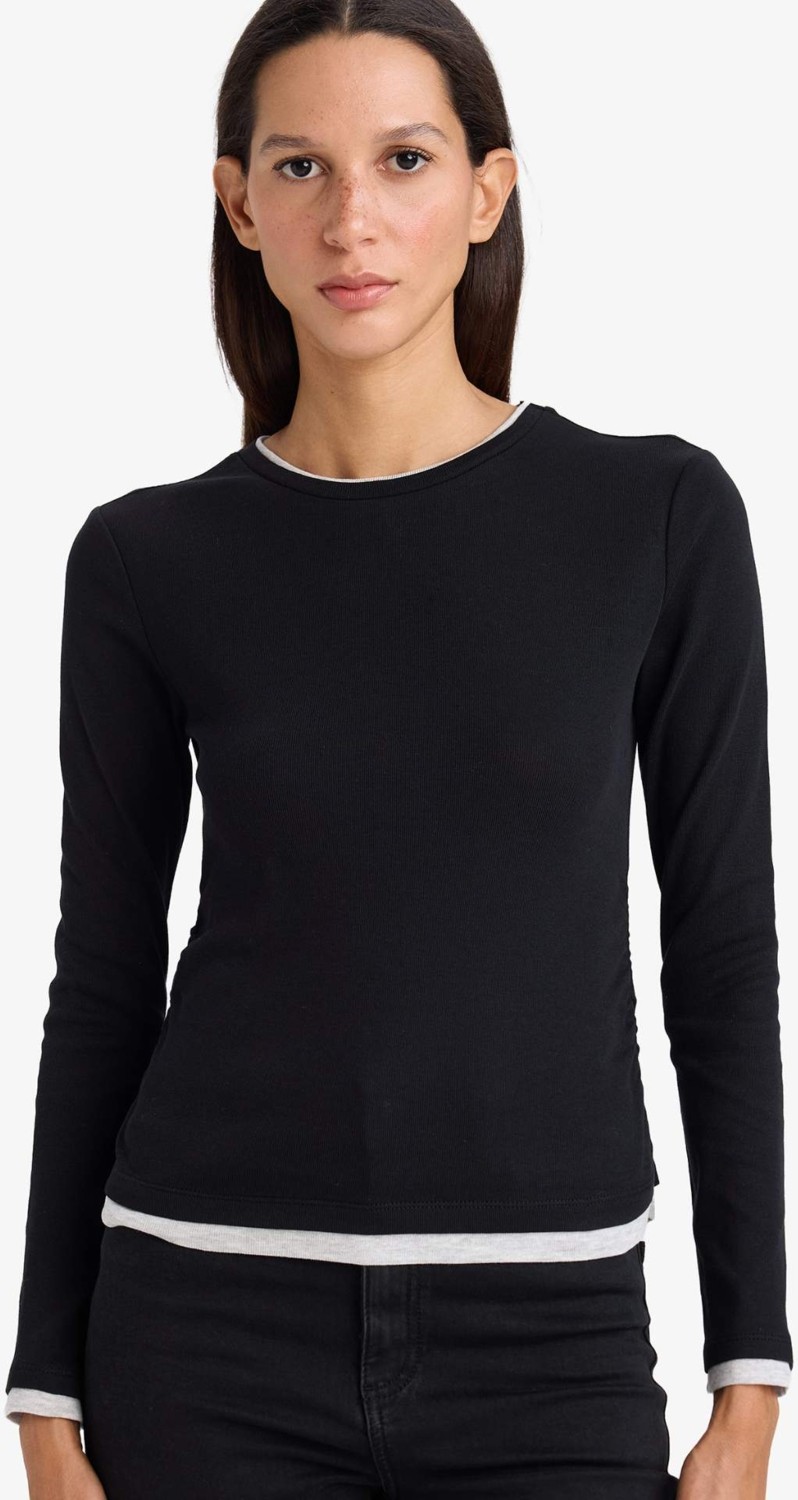 DeFacto %100 Pamuk Slim Fit Ribana Tişört E6548AX26SP