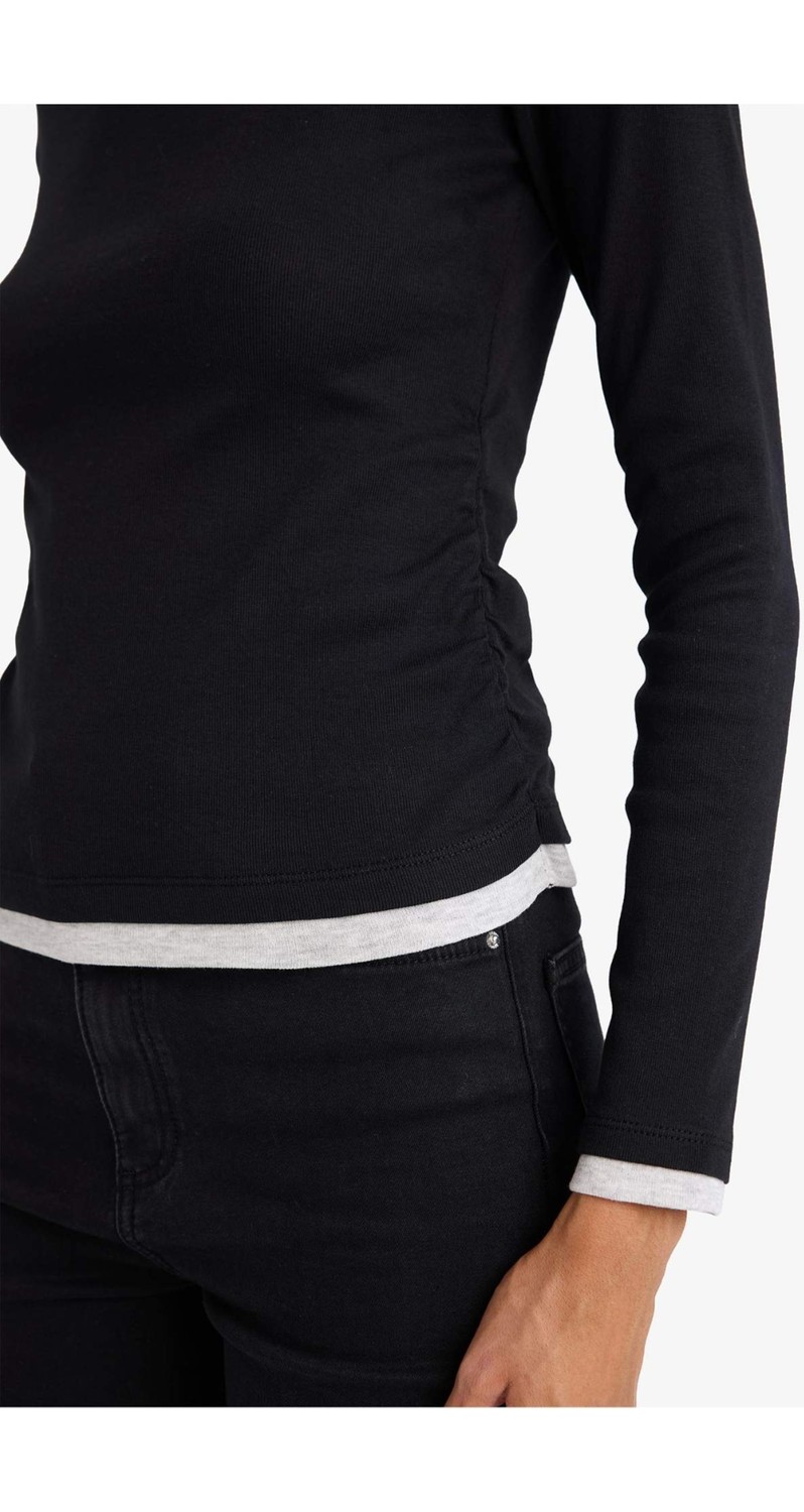 DeFacto %100 Pamuk Slim Fit Ribana Tişört E6548AX26SP görsel 4