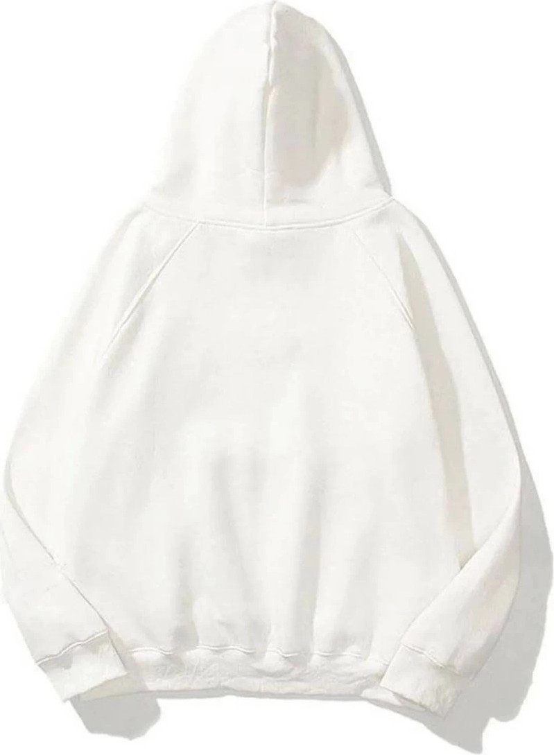 Tarz Yeri Kadın Kapüşonlu Kanguru Cepli 3 Iplik Pamuklu Düz Hoodie Sweatshirt - Beyaz görsel 2