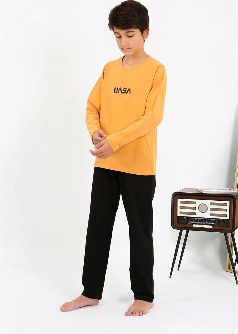 mery Erkek Çocuk Uzun Kol Penye Pijama Takım Sarı Mery görsel 4