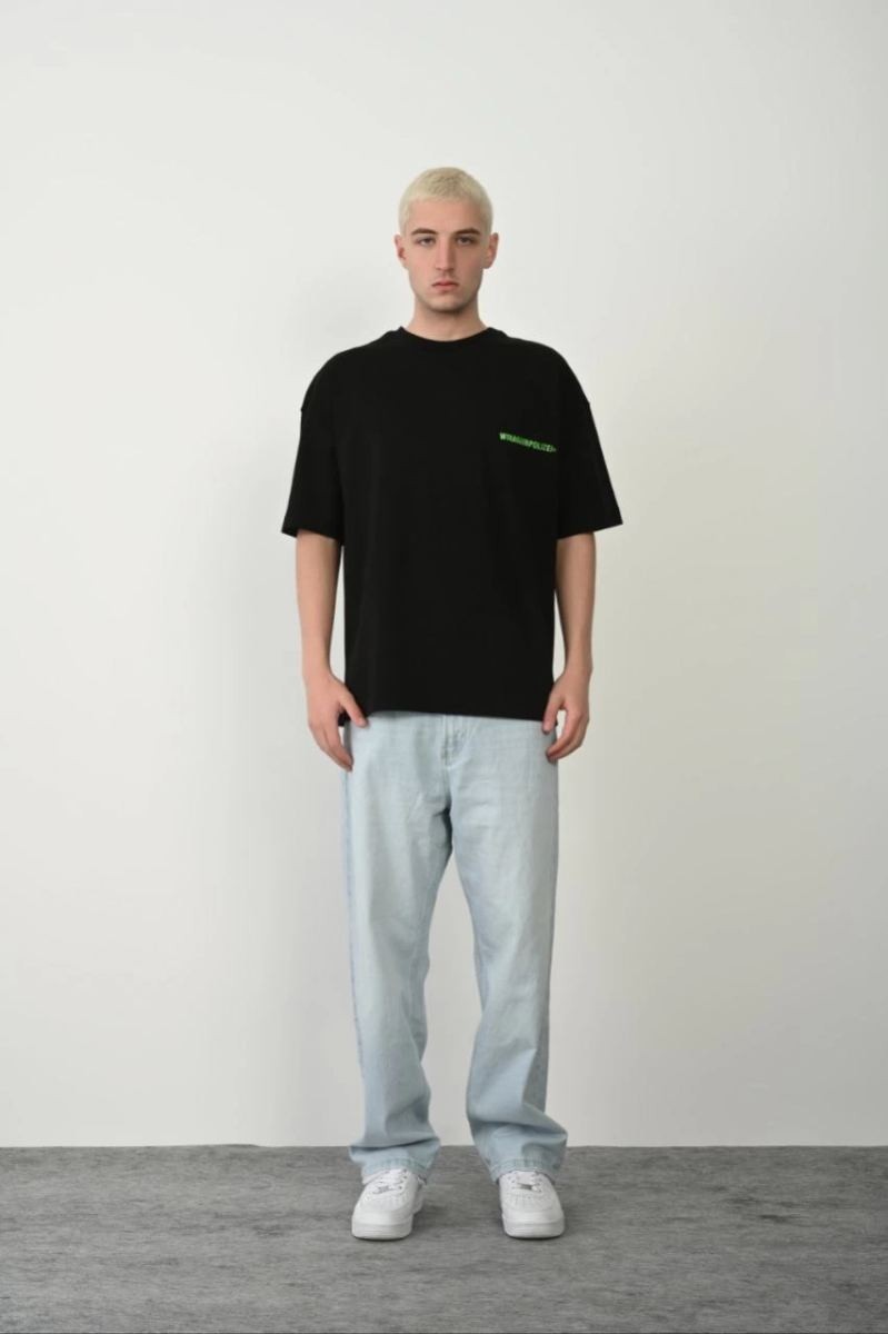 Fantastik Store Erkek Baskılı T-Shirt Kısa Kol Bisiklet Yaka Rahat Kalıp Tişört - Siyah görsel 2