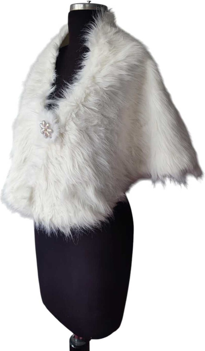 Moda Nur Pelerin, Kürk Bolero, Beyaz Bolero ,gelin Bolero 1.40*50 cm görsel 2