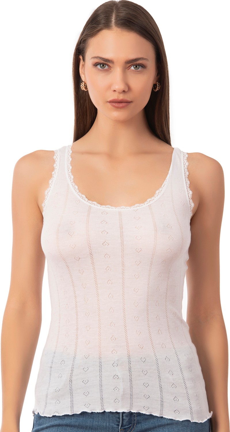 Özkan Underwear 23493 Kadın Transferli Ribana Esnek Yumuşak Kalın Askılı Atlet