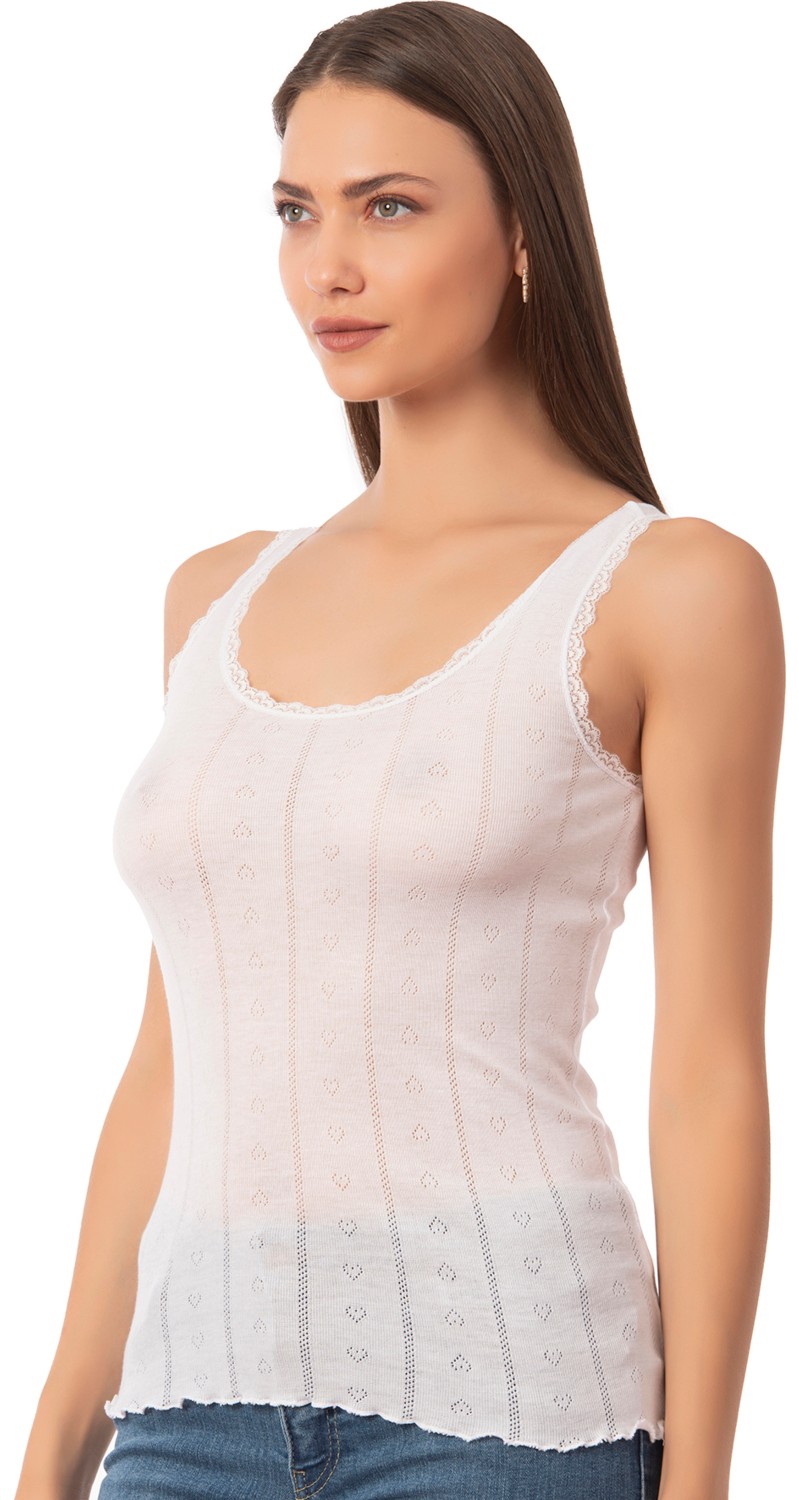 Özkan Underwear 23493 Kadın Transferli Ribana Esnek Yumuşak Kalın Askılı Atlet görsel 3