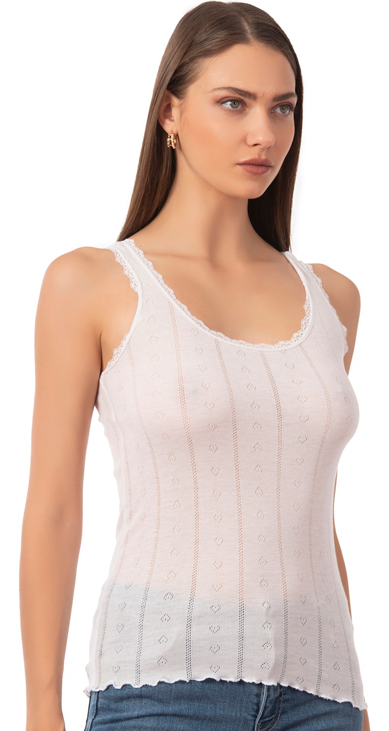 Özkan Underwear 23493 Kadın Transferli Ribana Esnek Yumuşak Kalın Askılı Atlet görsel 4