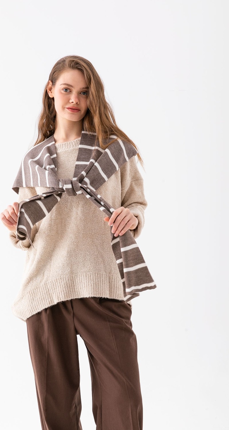 Wega Moda Kare Parçalı Patchwork Atkı - Spor Triko Örme Omuz Atkısı | Unisex Boho Şal - Atkı