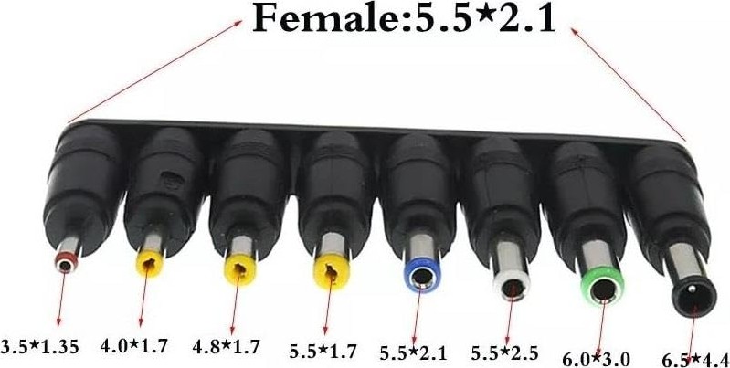 Aesco 8in1 5.5 * 2.1-2.5mm Adaptör Dc Uç Çevirici Set Konnektör Başlık görsel 3