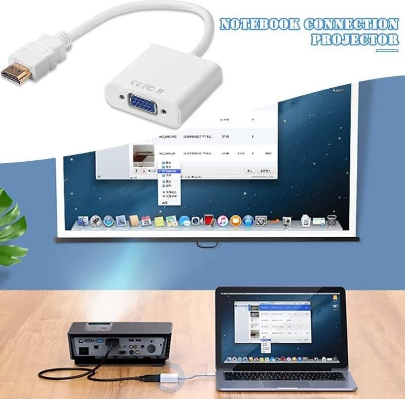 Aesco Ancheyn HDMI To VGA Çevirici Dönüştürücü Adaptör Monitör Laptop Projeksiyon Çevirme Uydu Kablosu 4547 görsel 5