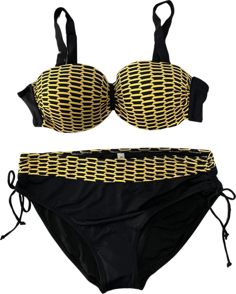 Hazelin Kadın Fuşya Zincir Desenli Büyük Beden Astarlı Lacivert Bikini Takım HZL25S-LC3303 görsel 6