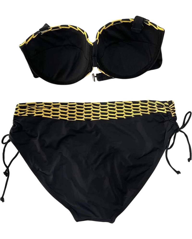 Hazelin Kadın Fuşya Zincir Desenli Büyük Beden Astarlı Lacivert Bikini Takım HZL25S-LC3303 görsel 8