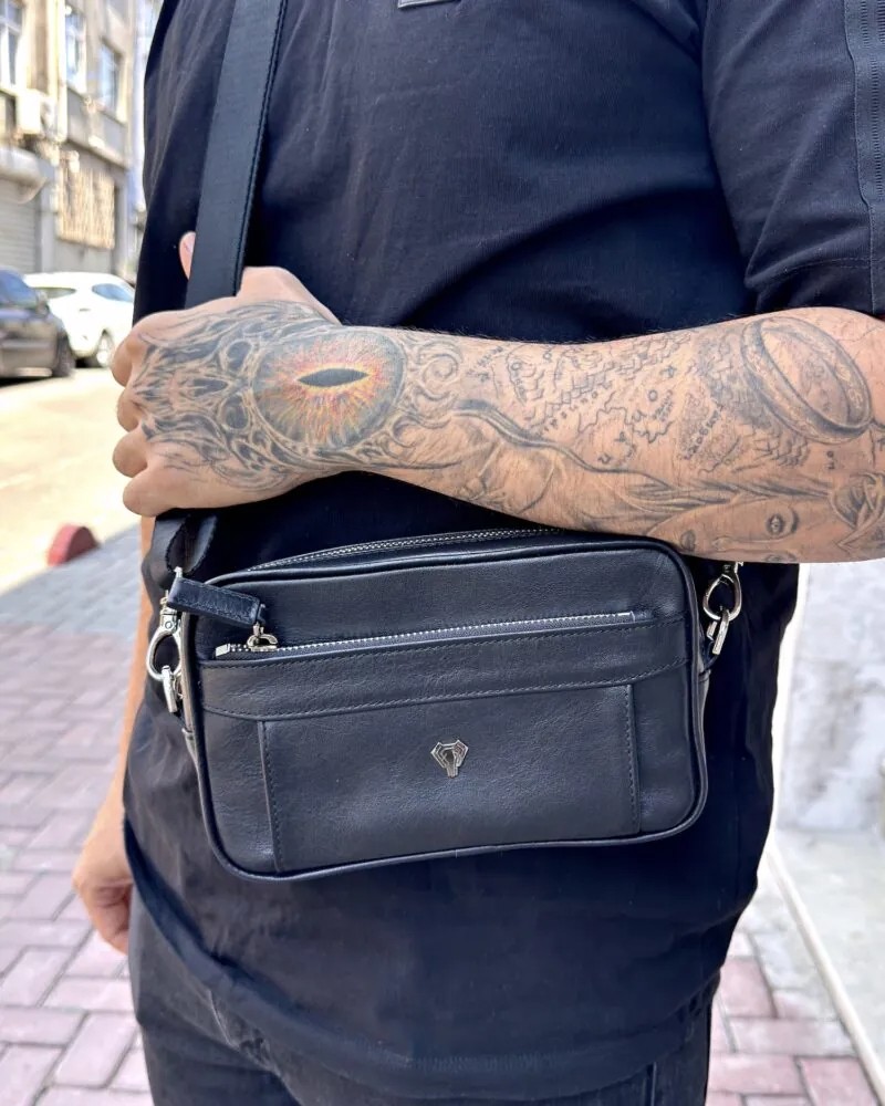Fil Deri Hakiki Deri Bilek ve El Saplı Çok Bölmeli Çapraz Çanta 2162