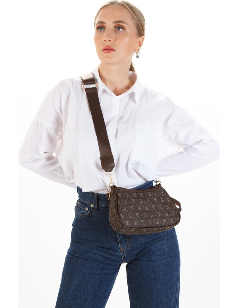 Newish Polo Kadın Siyah Farme Monogram Baget El ve Omuz Çantası newpolo111 görsel 7