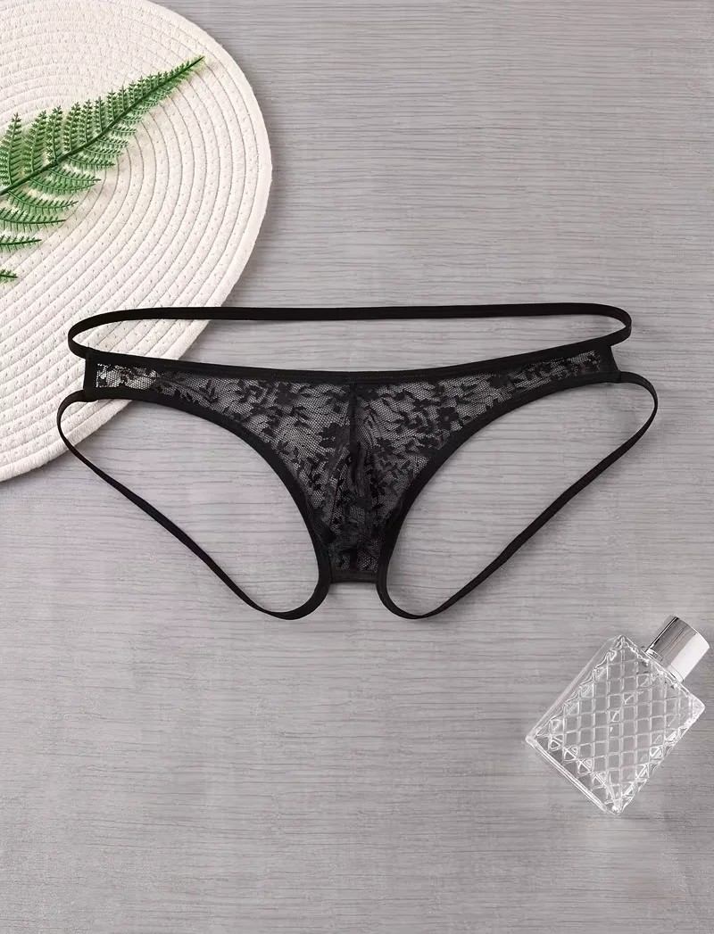 İlkyaz Fashion Tegan Seksi Dantelli Arkası Açık Seksi Siyah Erkek Külot TG274626 görsel 4