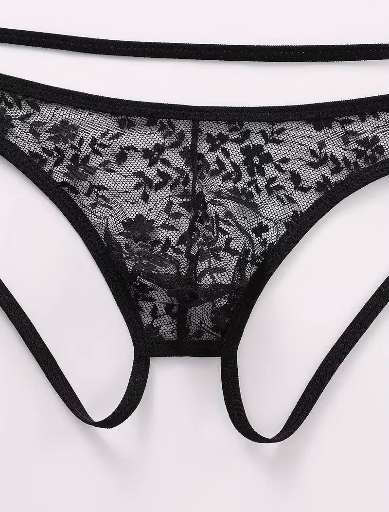 İlkyaz Fashion Tegan Seksi Dantelli Arkası Açık Seksi Siyah Erkek Külot TG274626 görsel 5