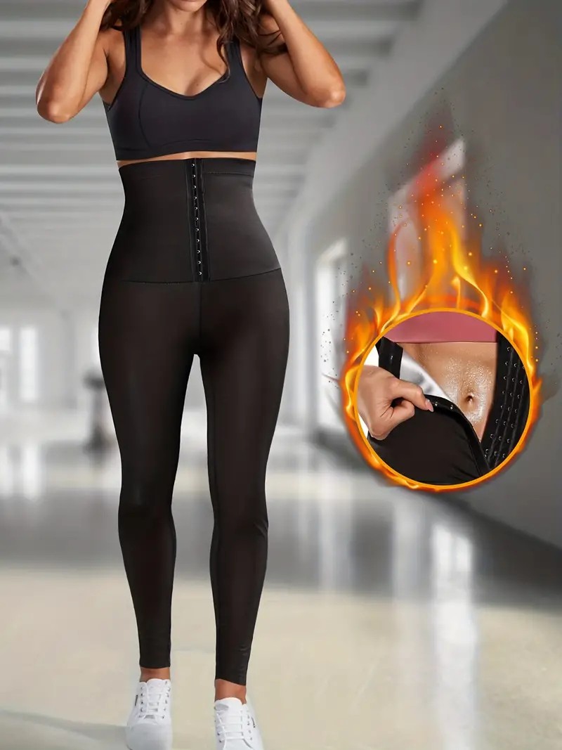 Mistirik Sauna-Tayt Model Iki Beden Incelten Vücut Şekillendiren Zayıflatan Yağ Yakmaya Yardımcı Beli Agraflı Korseli Tayt görsel 4