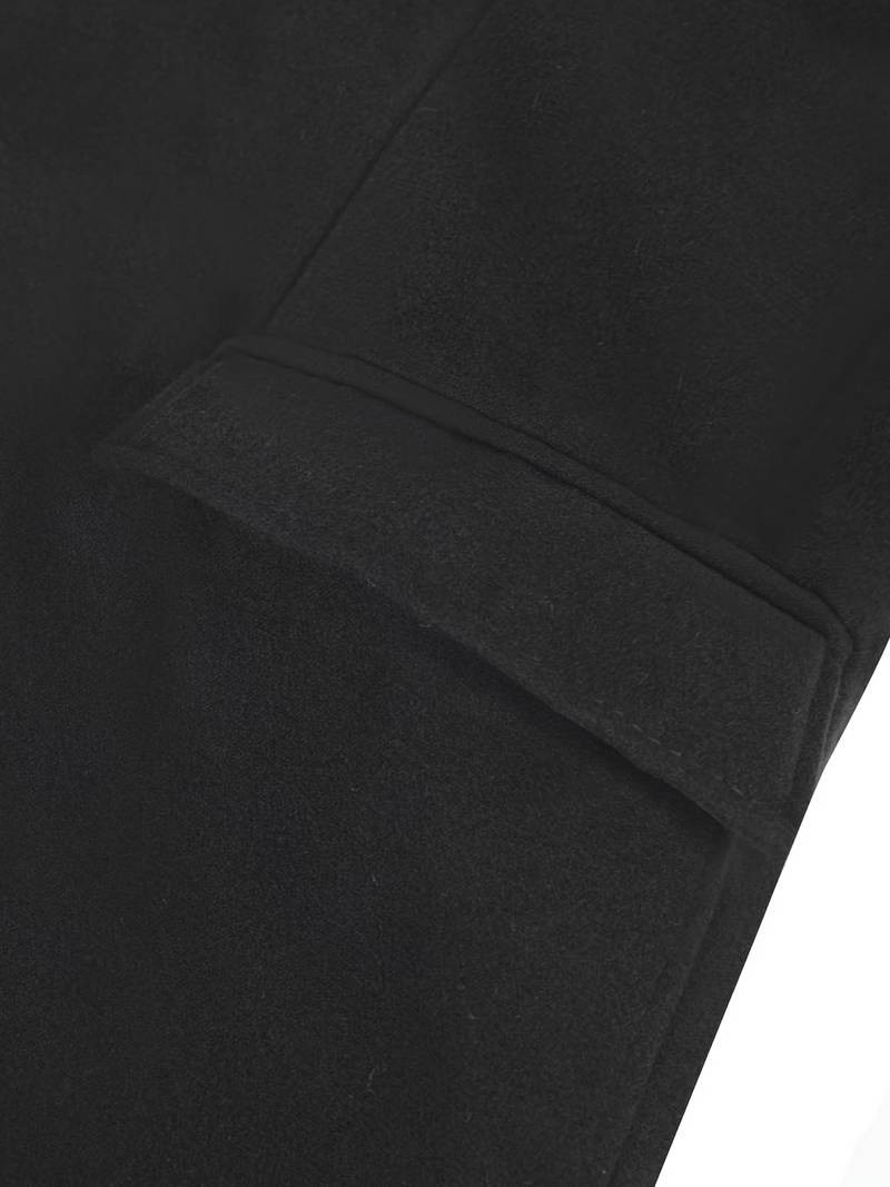 Mero Life Erkek Siyah Dar Kesim Uzun Yün Karışımlı Kaşe Palto %80 Polyester %20 Pamuk Kalın Yapı görsel 6
