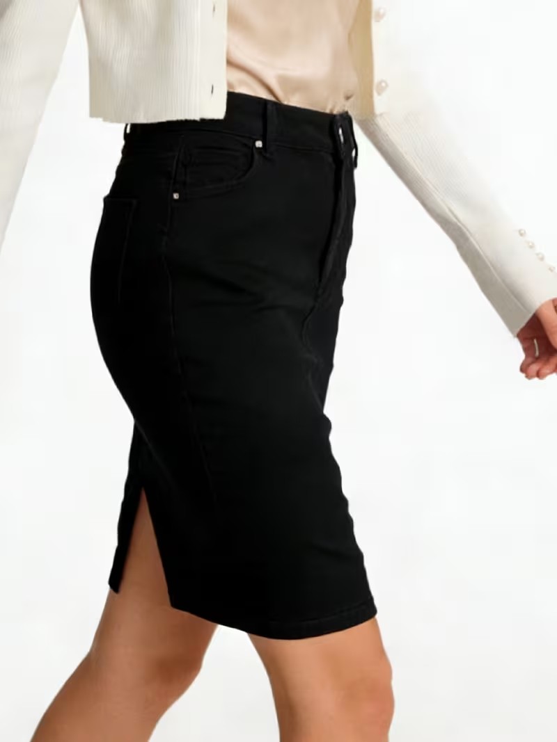Layal My Beauty Kadın Jeans Arka Yırtmaçlı Cepli Günlük Denim Kot Etek Yeni Sezon görsel 3