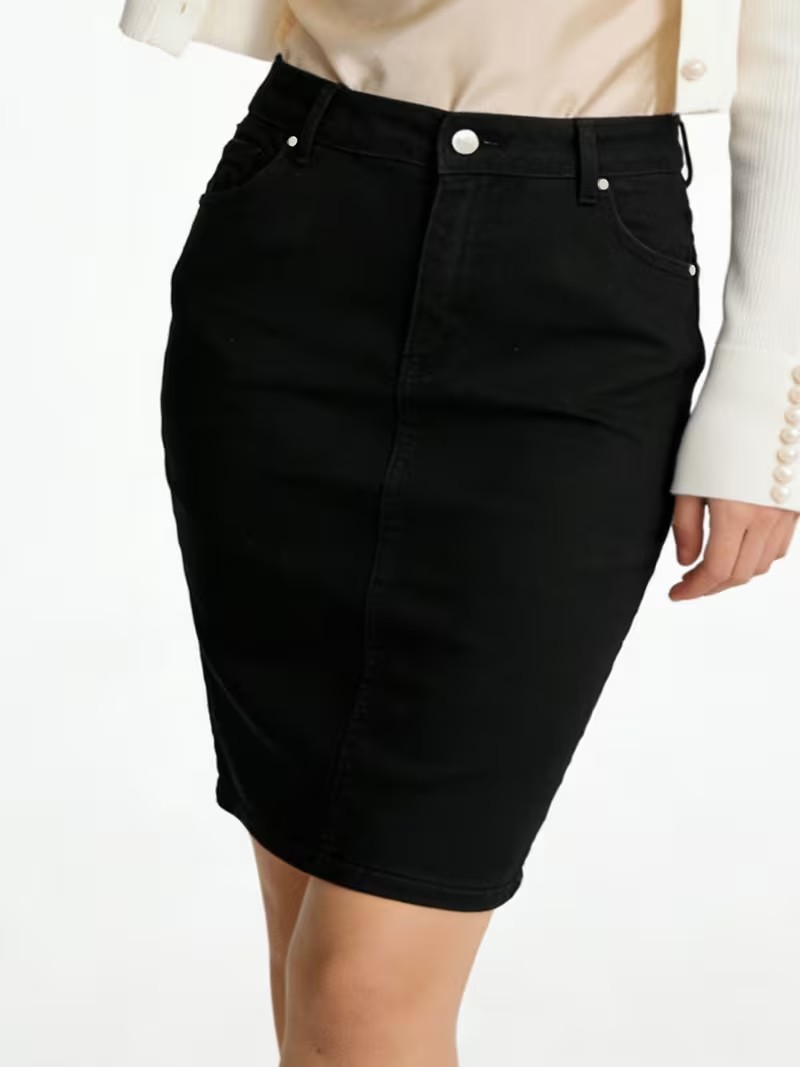 Layal My Beauty Kadın Jeans Arka Yırtmaçlı Cepli Günlük Denim Kot Etek Yeni Sezon görsel 5