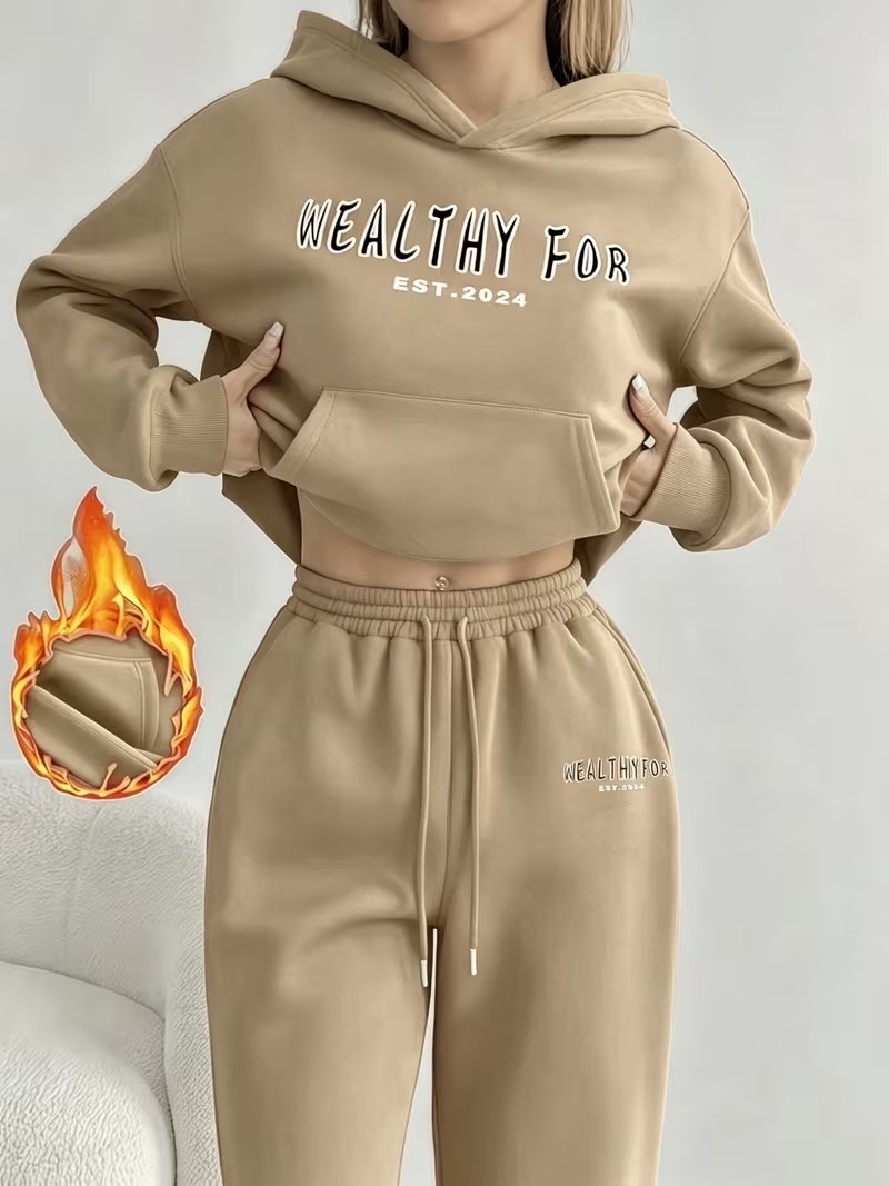 Macklin Unisex Kadın Erkek Healty For Yazı Baskılı Oversize 3 Iplik Kapüşonlu Hoodie ve Baggy Eşofman Altı