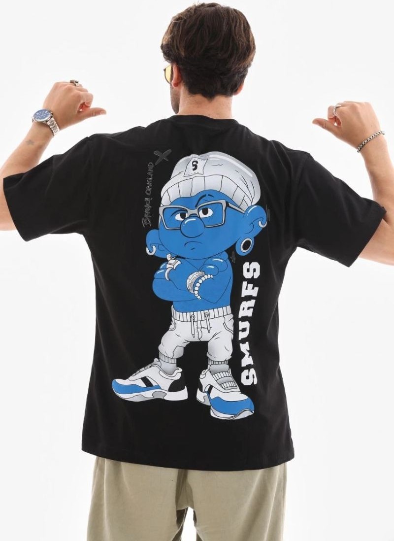 Fantastik Store Erkek Kısa Kol Yazlık Tişört Bisiklet Yaka Baskılı Oversize T-Shirt - Siyah görsel 2