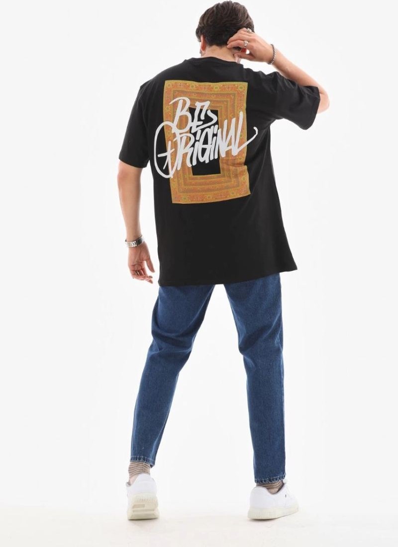 Fantastik Store Erkek Baskılı T-Shirt Kısa Kol Bisiklet Yaka Regular Fit Rahat Kalıp Tişört - Siyah görsel 6