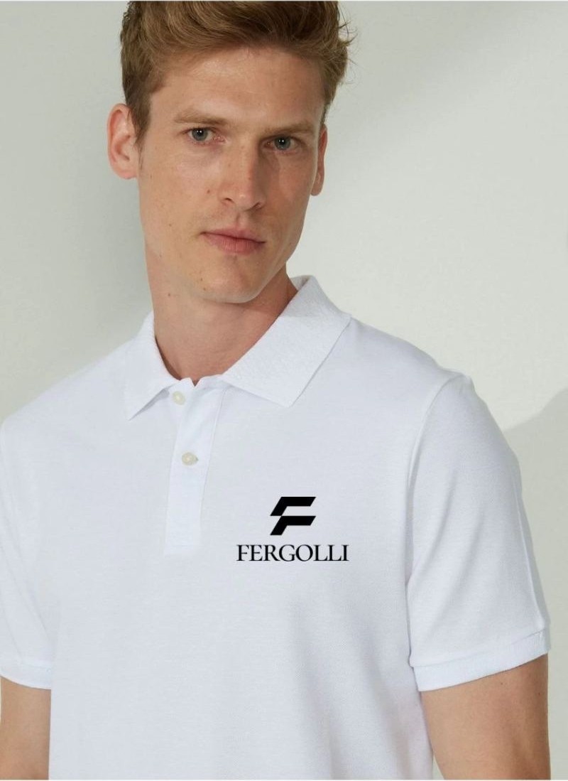 Fantastik Store Erkek Pike Polo Yaka Tişört Düğmeli Baskılı T-Shirt - Beyaz görsel 2