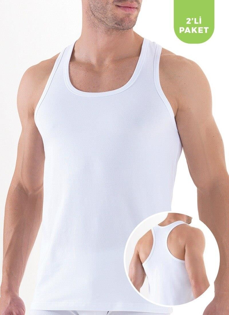 Blackspade Tender Cotton 2'li Sporcu Beyaz Atlet C6T7N6O9 görsel 3