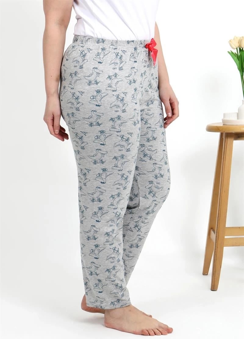 Melonika Kadın Pamuklu Büyük Beden Alt Pijama Gri Çmş görsel 4