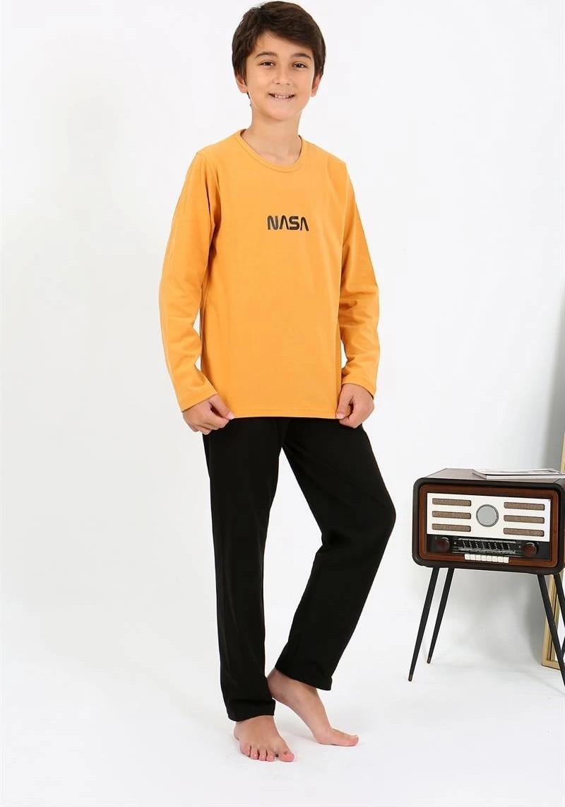 mery Erkek Çocuk Uzun Kol Penye Pijama Takım Sarı Mery