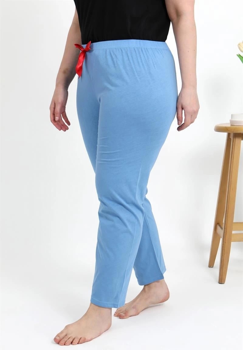 mery Moda Kadın Pamuklu Büyük Beden Alt Pijama Mavi Beruflic görsel 4