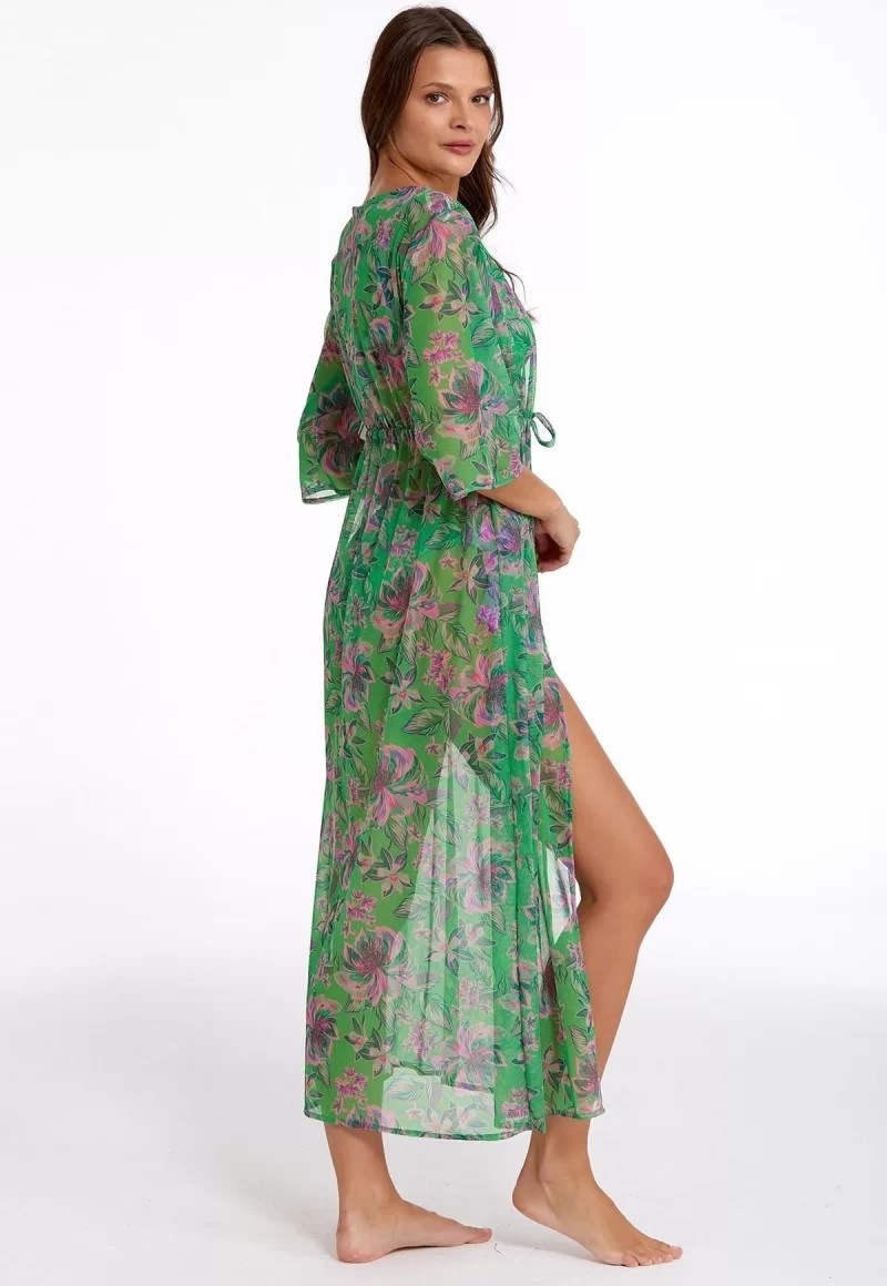 Melonika Argento 2106-3014 Kadın Önü Açık Uzun Kaftan görsel 3