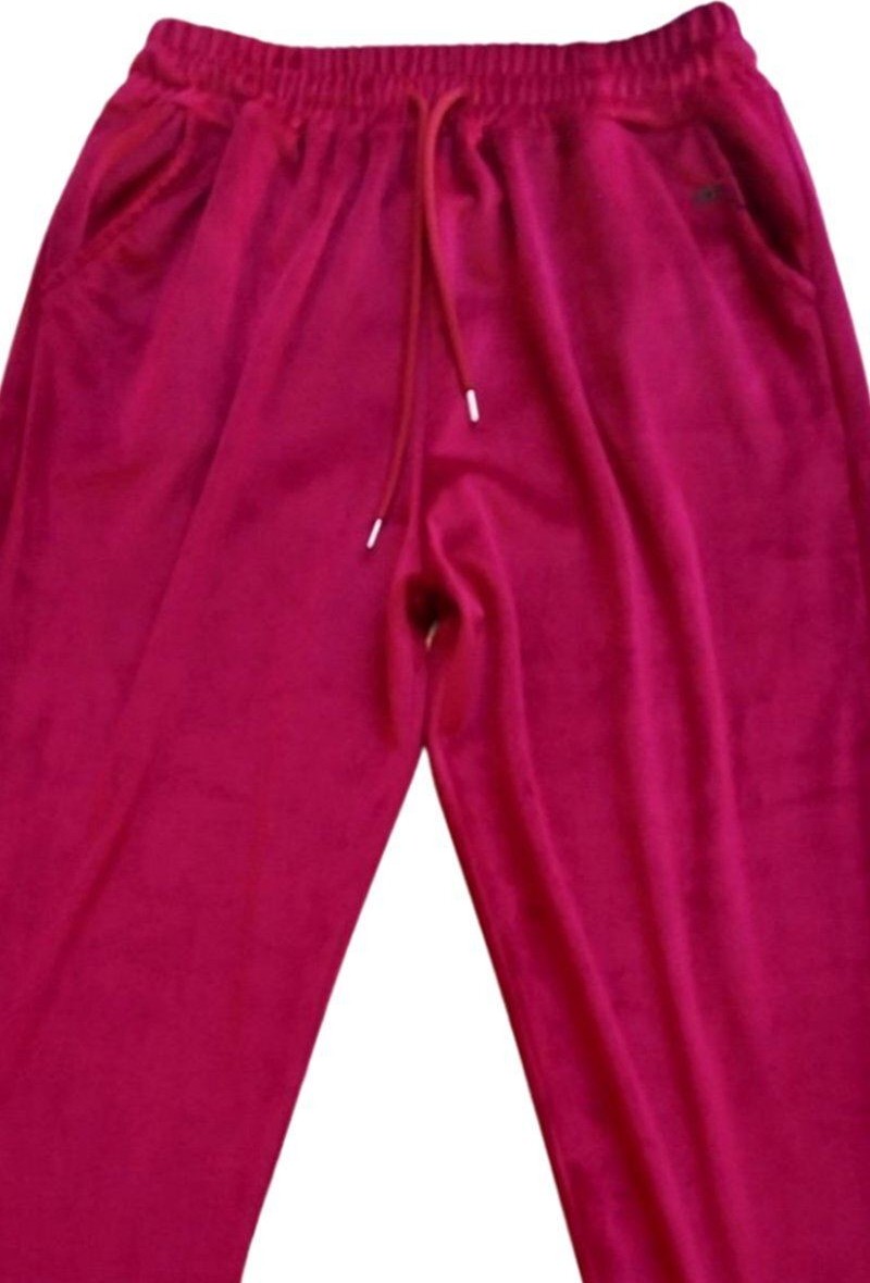 Kuzgun Ticaret Parlak Kadife Cepli Pantolon Eşofman Pijama Altı Unisex Lastikli Paça Bordo görsel 2