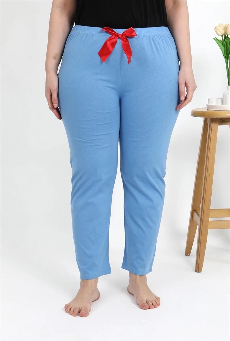 mery Moda Kadın Pamuklu Büyük Beden Alt Pijama Mavi Beruflic görsel 5