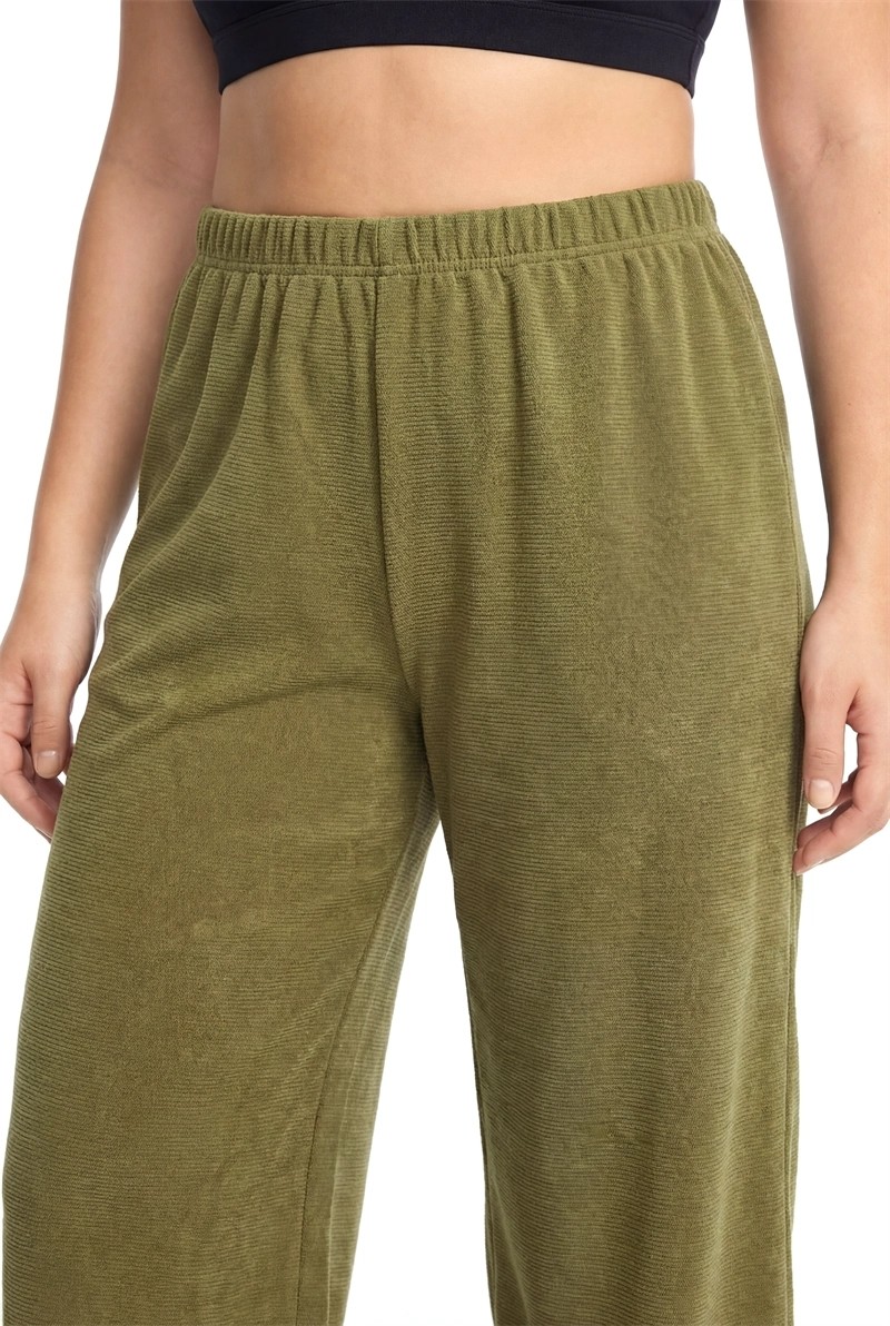 mery Kadın Haki Dokulu Büyük Beden Cepli Pijama Altı Mery görsel 2
