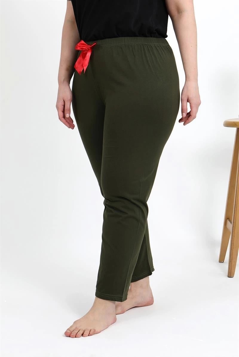 mery Kadın Pamuklu Büyük Beden Alt Pijama Haki Mery görsel 5