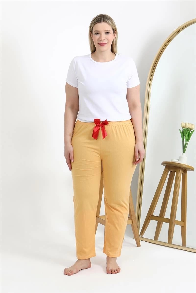 mery Kadın Pamuklu Büyük Beden Alt Pijama Sarı Mery görsel 5
