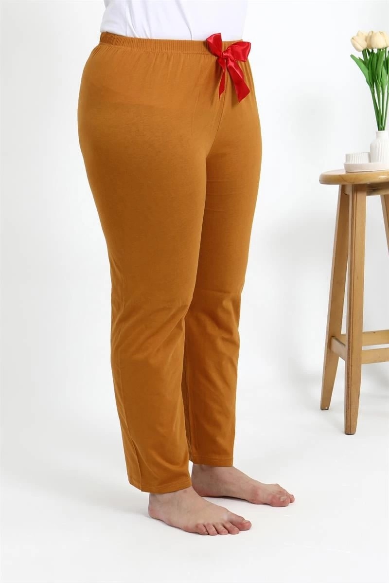 Melonika Kadın Pamuklu Büyük Beden Alt Pijama Hardal Çmş görsel 3