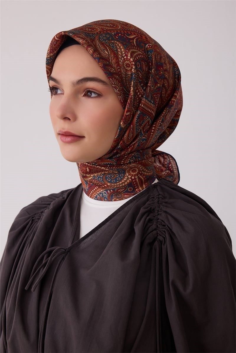 Belli Etnik Desen Tivil Ipek Eşarp E26KA4404D01-05