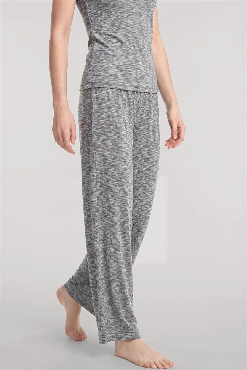mery Kadın Gri V Yaka Yumuşak Dokulu Pijama Takımı Rahat Günlük Ev Giyim Seti Mery görsel 5