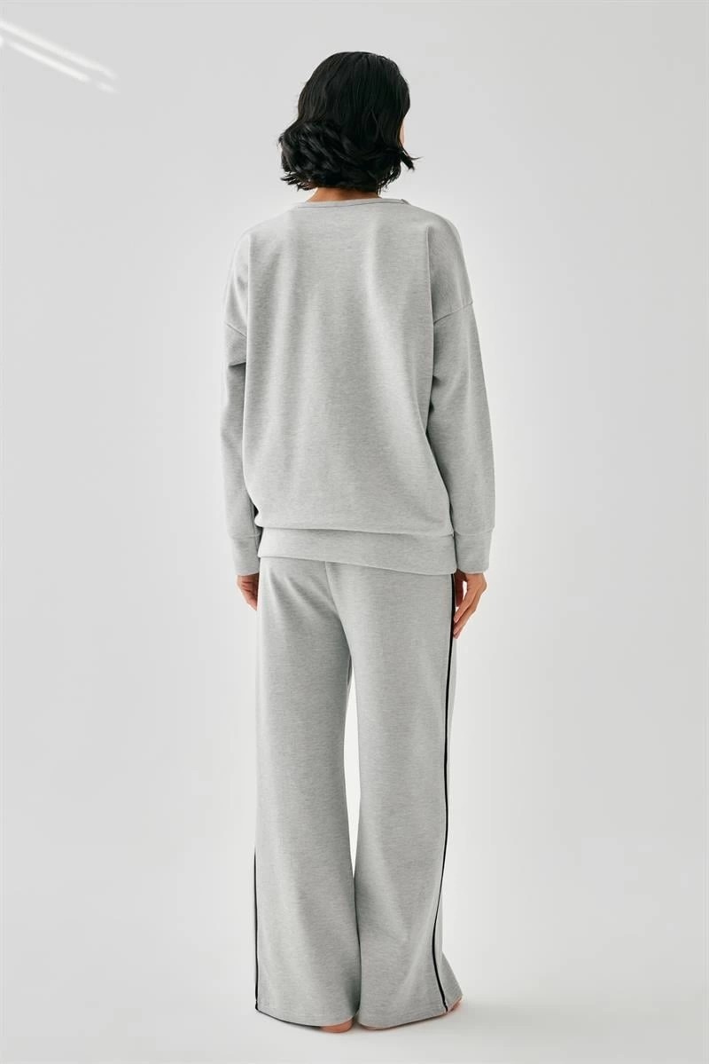 mery Kadın Gri Kova Burcu Oversize 2 Iplik Eşofman Ev Giyim Takımı Mery görsel 5