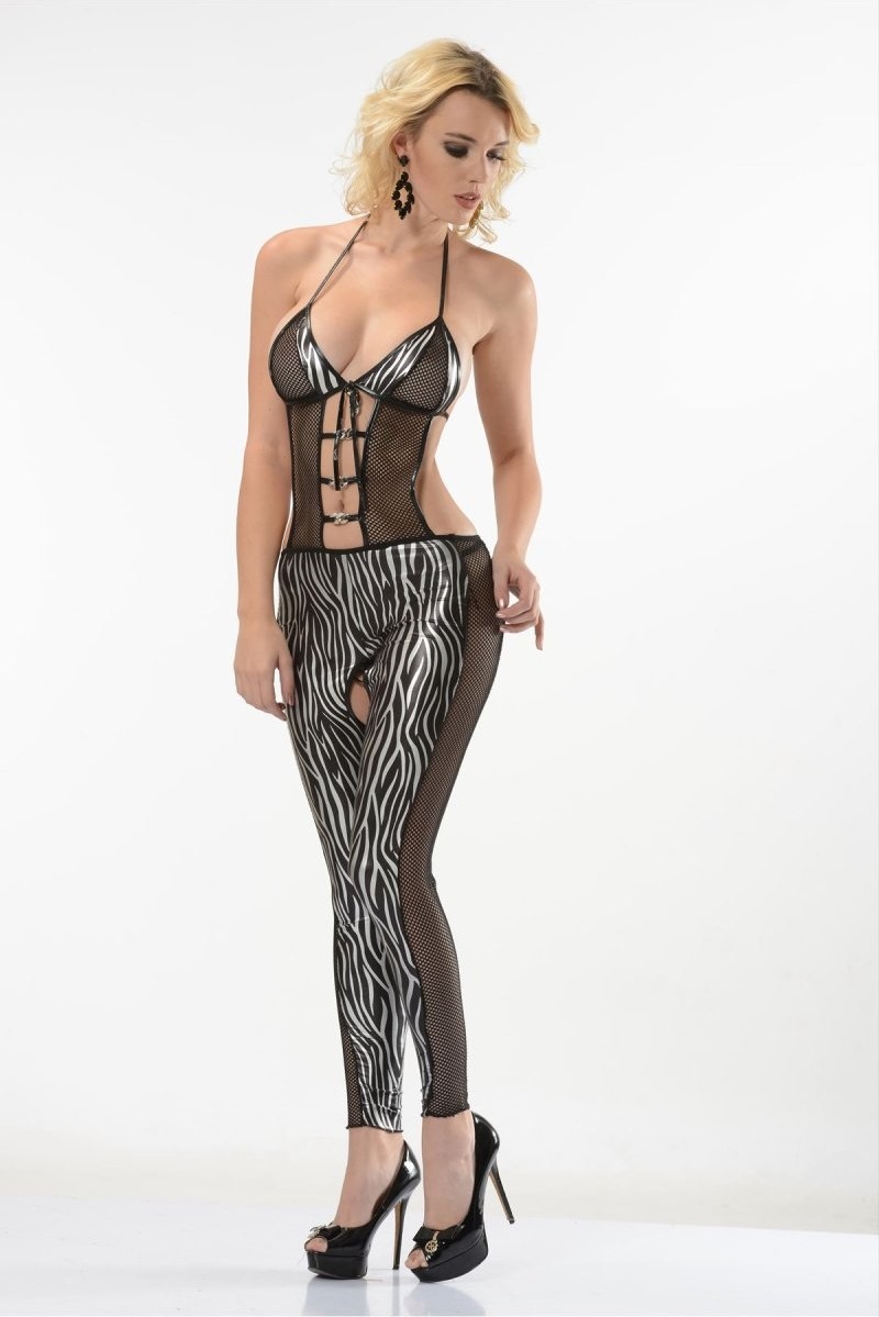 Aesco Zebra Desenli Lame Vücut ÇORABI-490 görsel 3