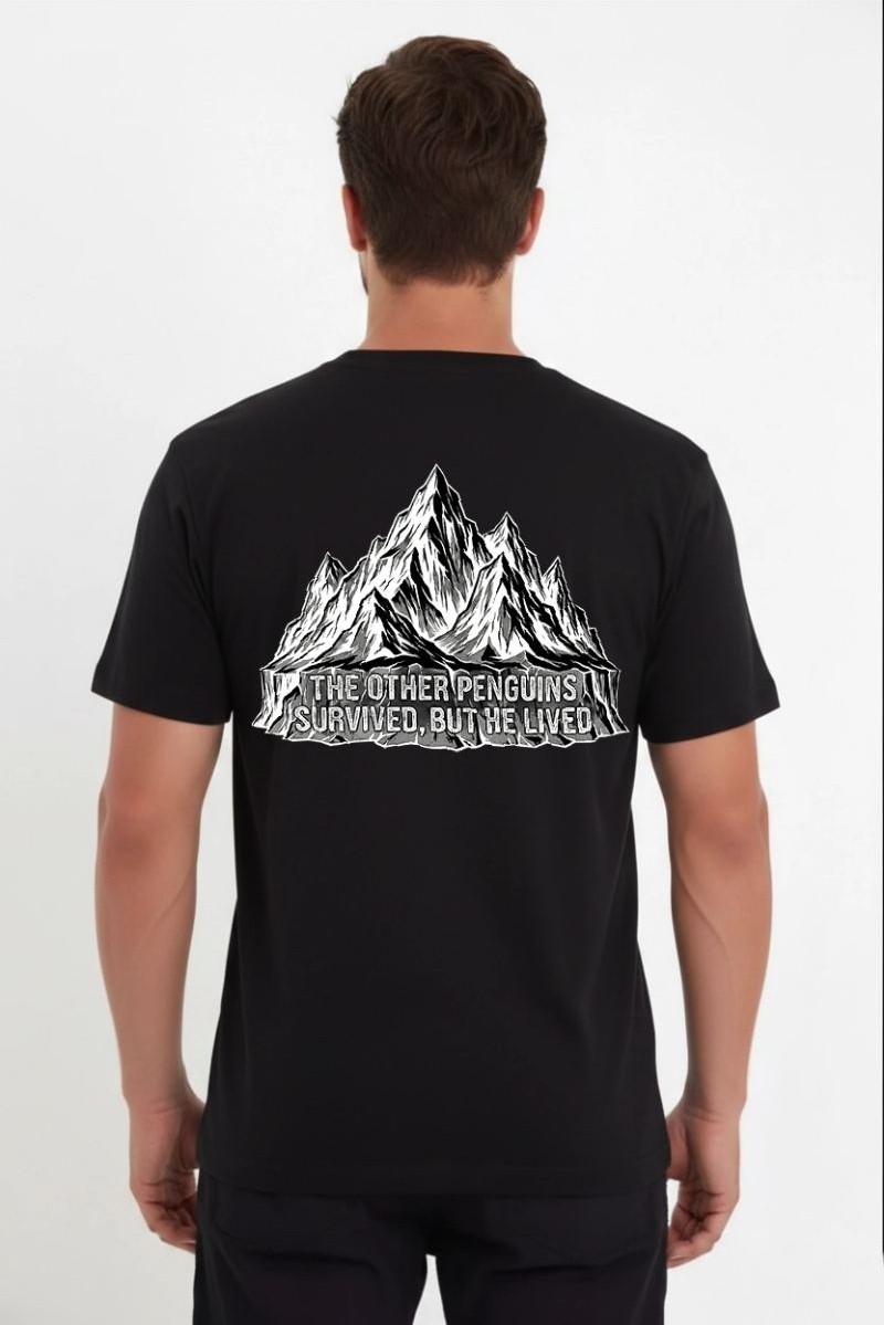 Fantastik Store Erkek T-Shirt Nihilist Penguen Baskılı Bisiklet Yaka Kısa Kol Yazlık Tişört - Siyah