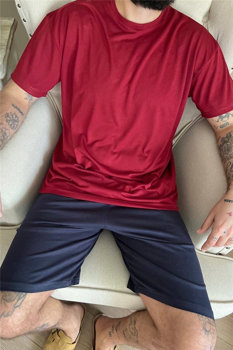 Pijama Evi Haki Üst Siyah Alt Erkek Şortlu Pijama Takımı görsel 5
